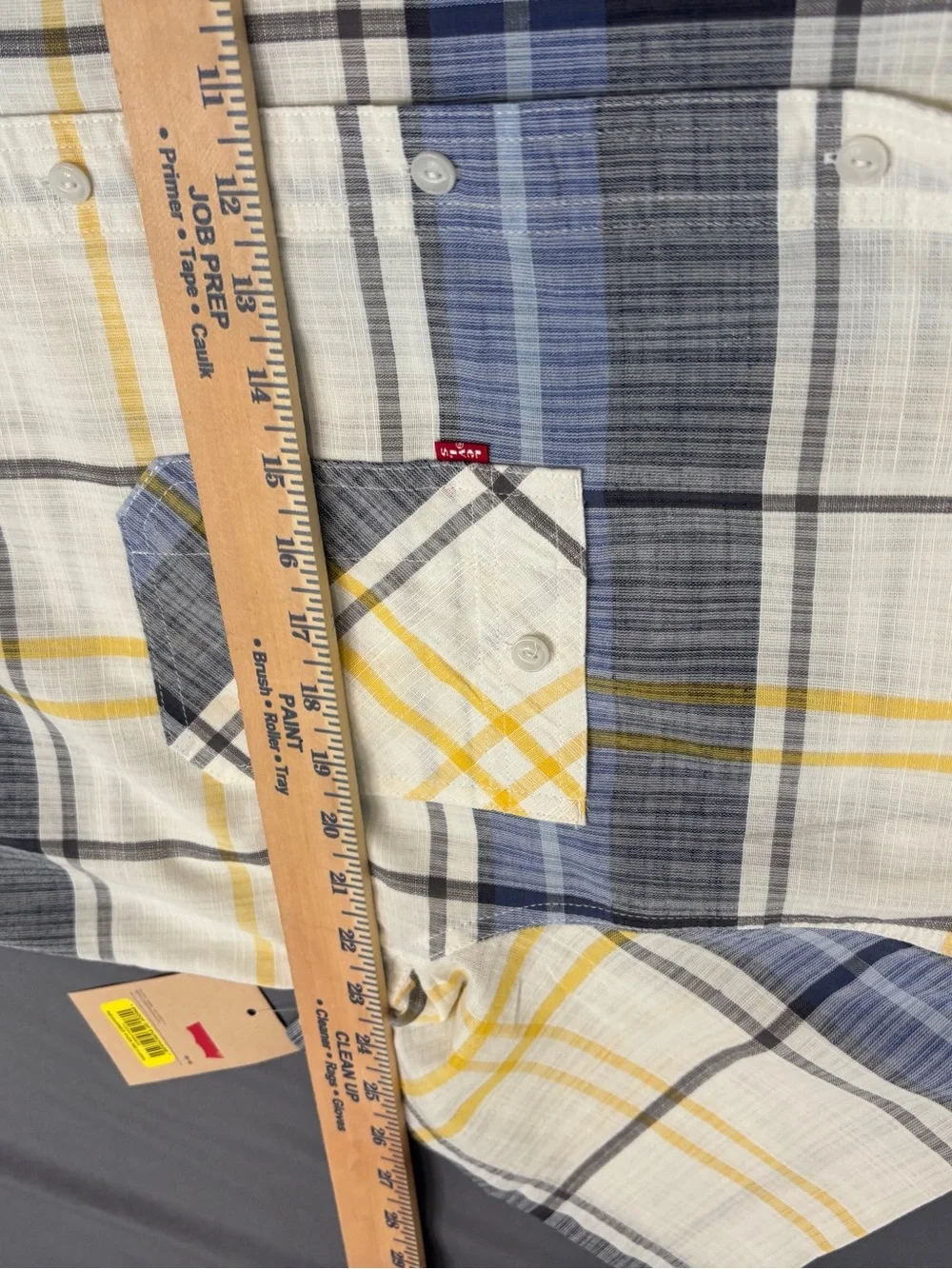Levi's XXL Plaid Short Sleeve Button Front Shirt NWT Blue Yellow White Americana